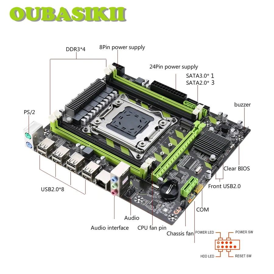 Подключение x79 к блоку питания X79 Motherboard Set Lga2011 Atx Combos E5 2689 Cpu 4pcsx4gb Ddr3 Ram 1333mhz Pci