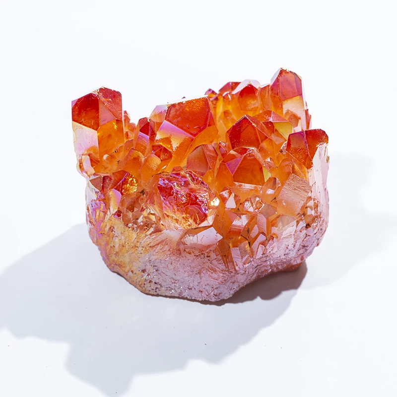批发天然橙色光环治疗石英水晶集群家居装饰