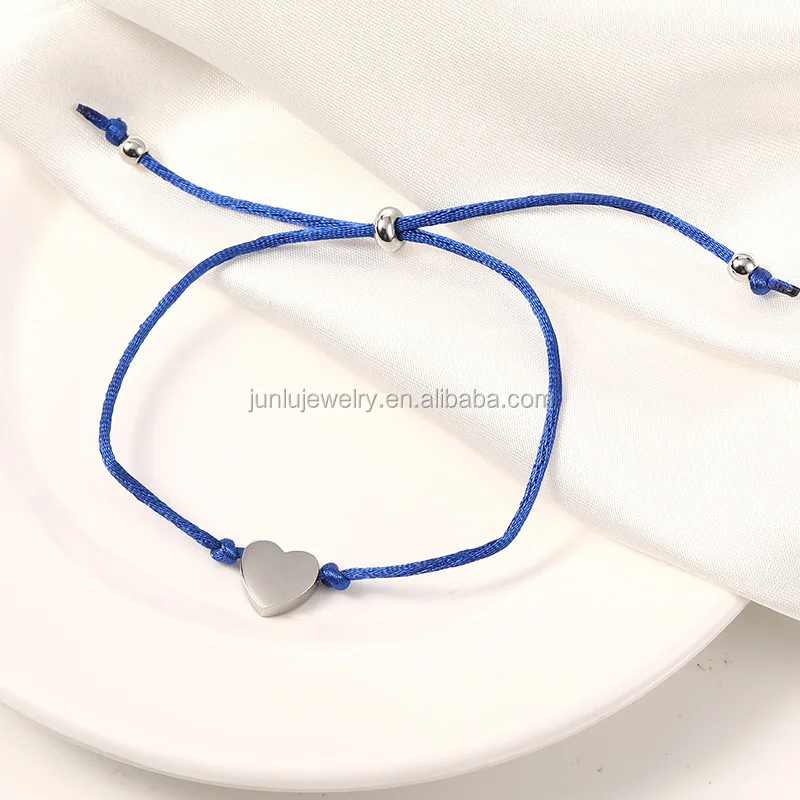 Lucky Red String Bracelet Rope Stainless Steel Heart Bracelet For Women