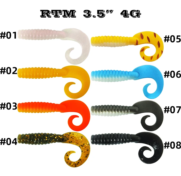Rtm 3.5" 4g Single Tail Grubs Single Tail Grub Rubber Minnow Lures Pvc
