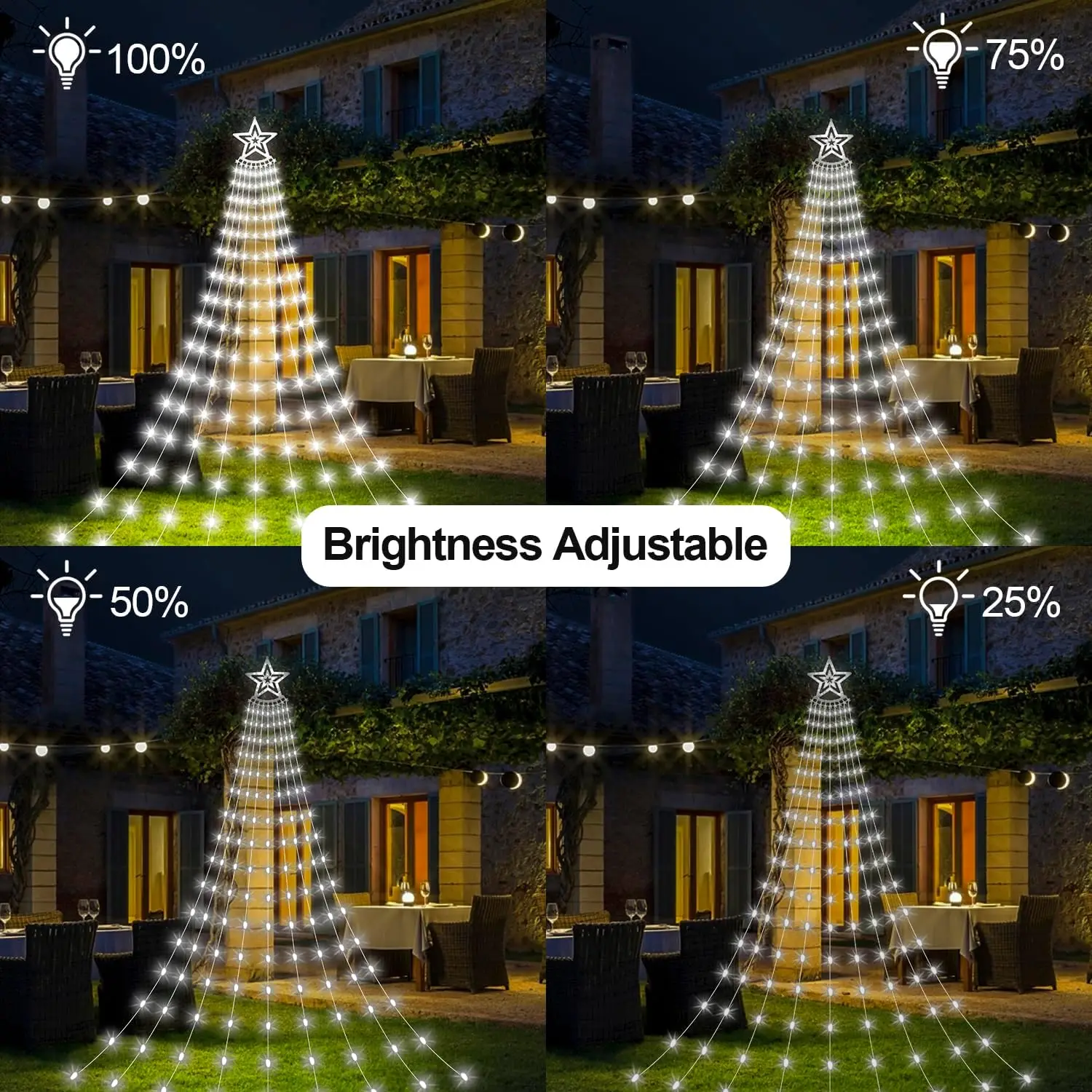 Christmas Decoration Star Lights Outdoor,11.48ft 350led Waterfall Tree ...