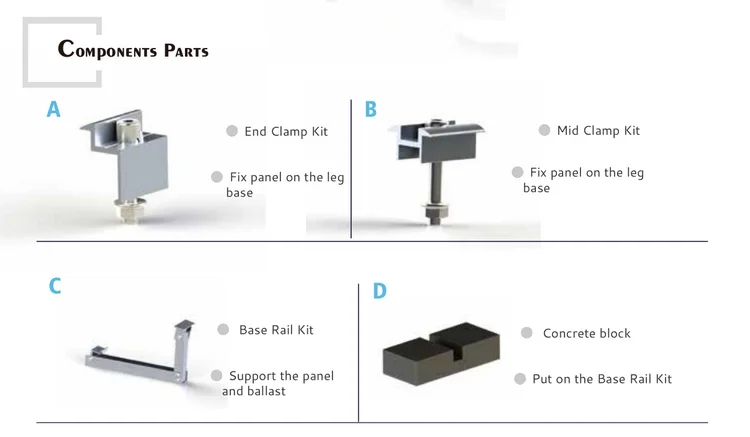 Yuens Oem Galvanised Rail Bipv Tilt Flat Roof Hook Kit Adjustable Triangle Solar Mounting System