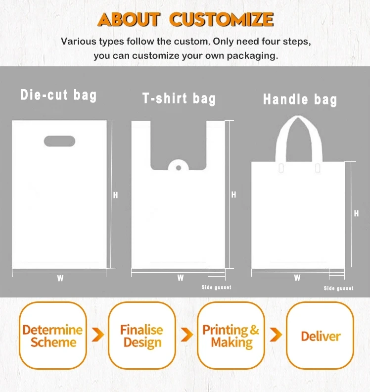 Custom Supermakert Carryout Poly Tote Custom Printed Shopping Plastic Vest Handle Carrier T-Shirt Packaging Bags