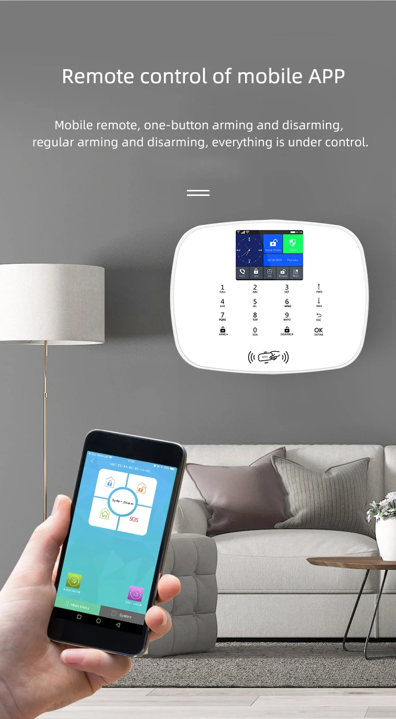 Hot selling gsm wifi alarm system with wireless motion sensor gsm security wireless smart security alarm system