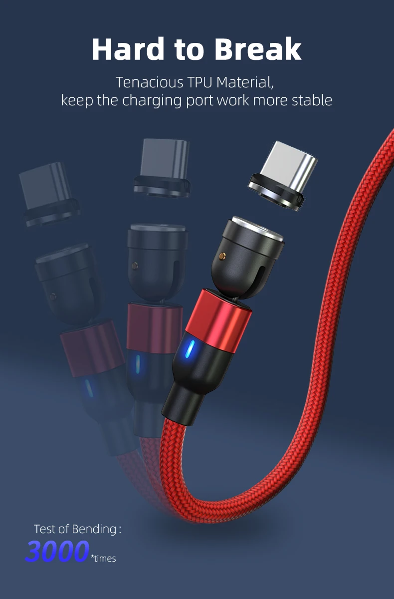 New design 5pin CE ROHS FC Approved Magnetic Mobile Phone Charger Cable 3A Cell Phone Charging Magnetic USB Cable - ANKUX.COM