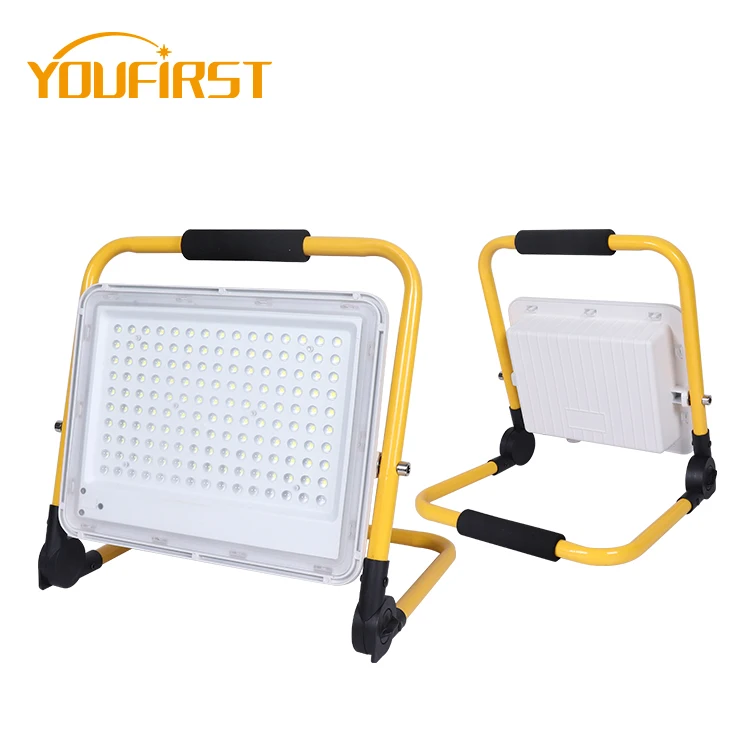 New emergency white red and blue flash outdoor waterproof IP65 60w 100w 200 w rechargeable led flood lamp