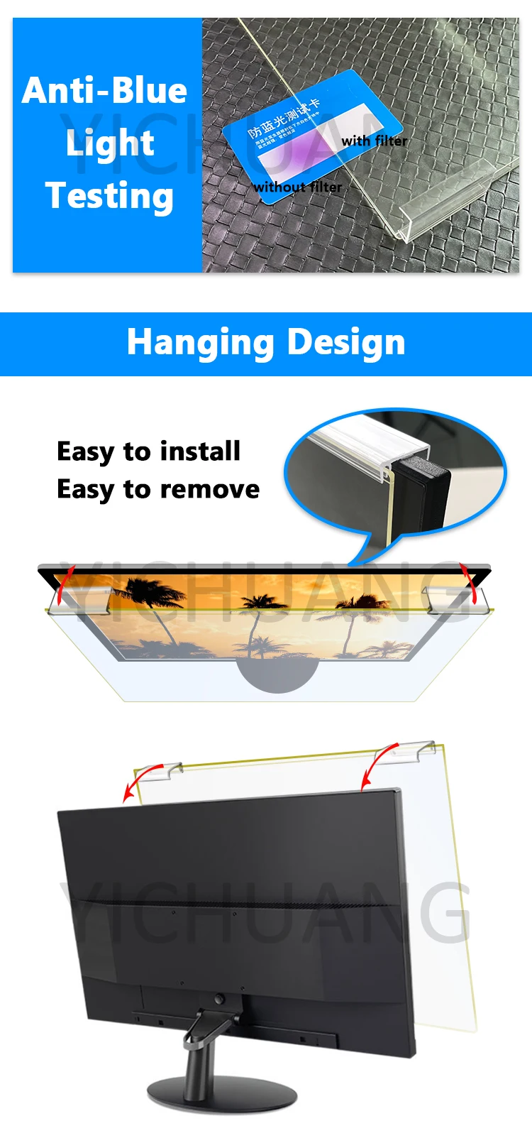 2021 Anti Uv Fast Apply Acrylic Anti Blue Light Film Computer Screen