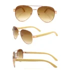 Hot Sales Trendy Vintage Wooden Grain Frame Black Bamboo Sunglasses