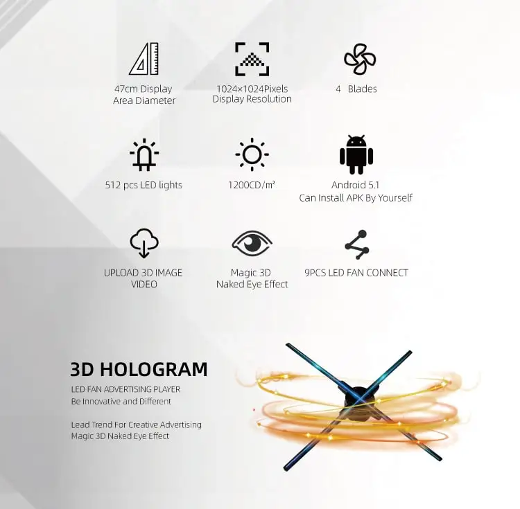 advertising display 3d Holographic fan