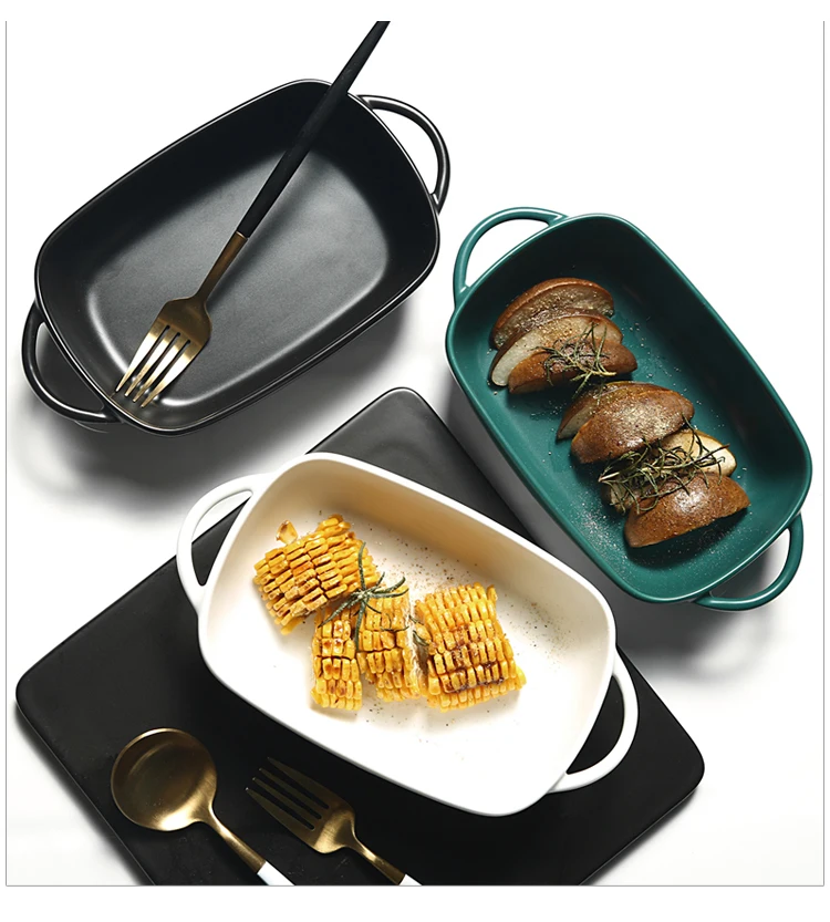 Rectangular Cake Microwave Bakeware Ceramic Dinner Set Nordic Baking Plate Porcelain Bakeware