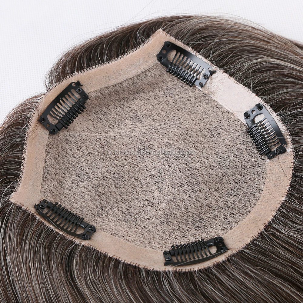 European Remy Hair Silk Base Grey Hair Topper Full Silk Base Women ...