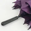 purple color custom RPET long special golf umbrella with logo prints