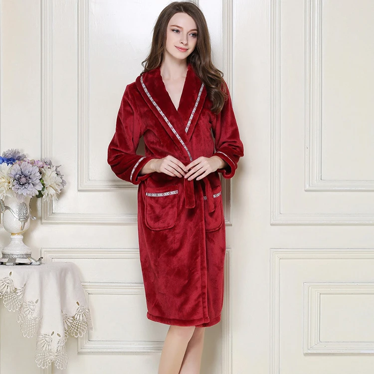 Fancy Winter Velvet Robe Fleece Women Night Gowns - Buy Winter Night ...