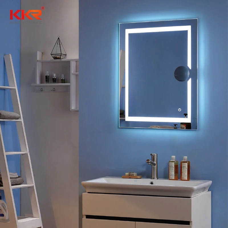 New Arrived Bathroom Wall Mounted Big Rectangle LED Vanity Mirror With Defogger and Touch Sensor Switch