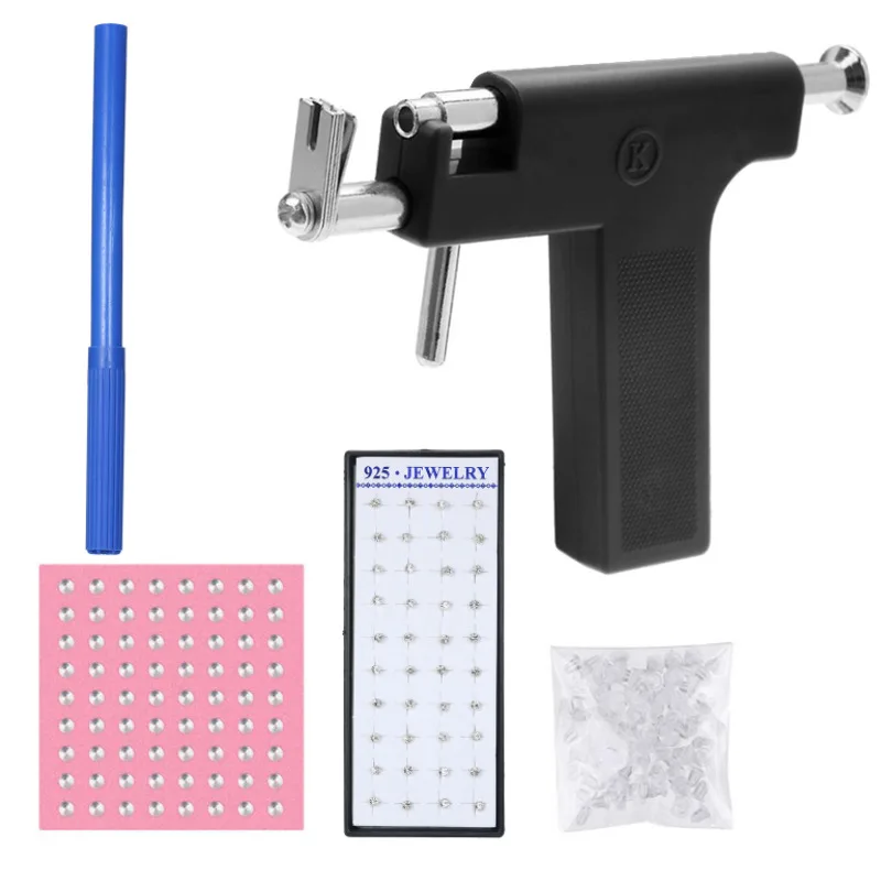 White box ear gun suit diamond stud earrings black