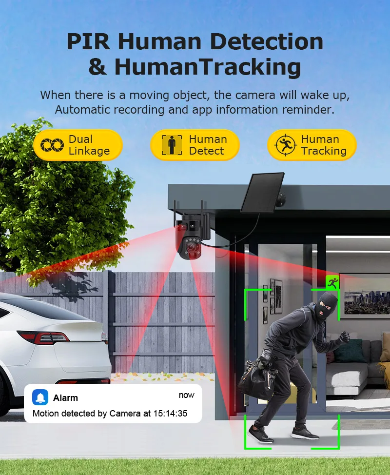 批发6MP双镜头户外高清子弹摄像机20x光学变焦4g太阳能夜视CMOS云