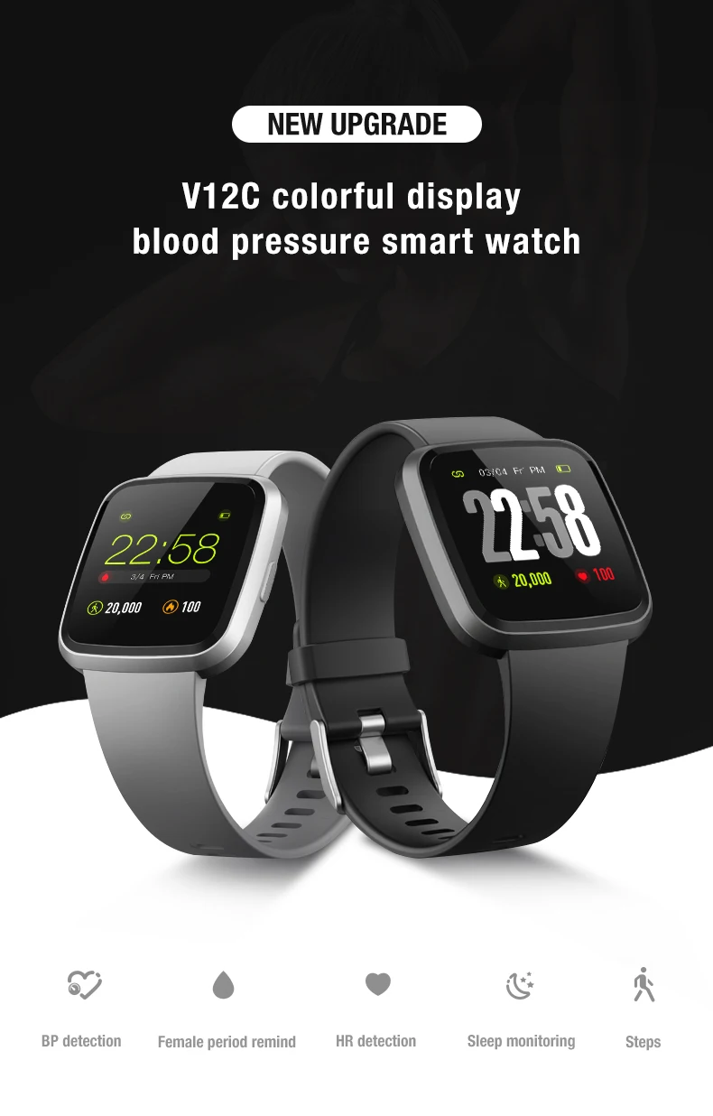 rohs定制全屏oem血压氧气电子g ip67防水运动relogio智能手表安卓智能