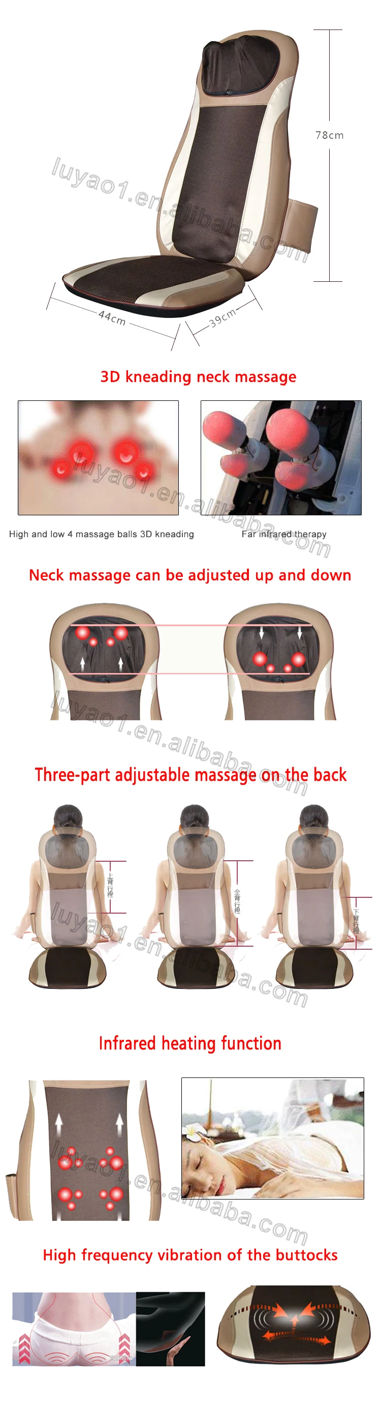 Portable Foldable Buttocks Vibration Massage Seat Cushion Replacement