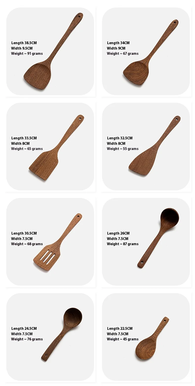 product set of no paint chicken wings wooden soup spoon frying dish spatula household non stick kitchenware-3