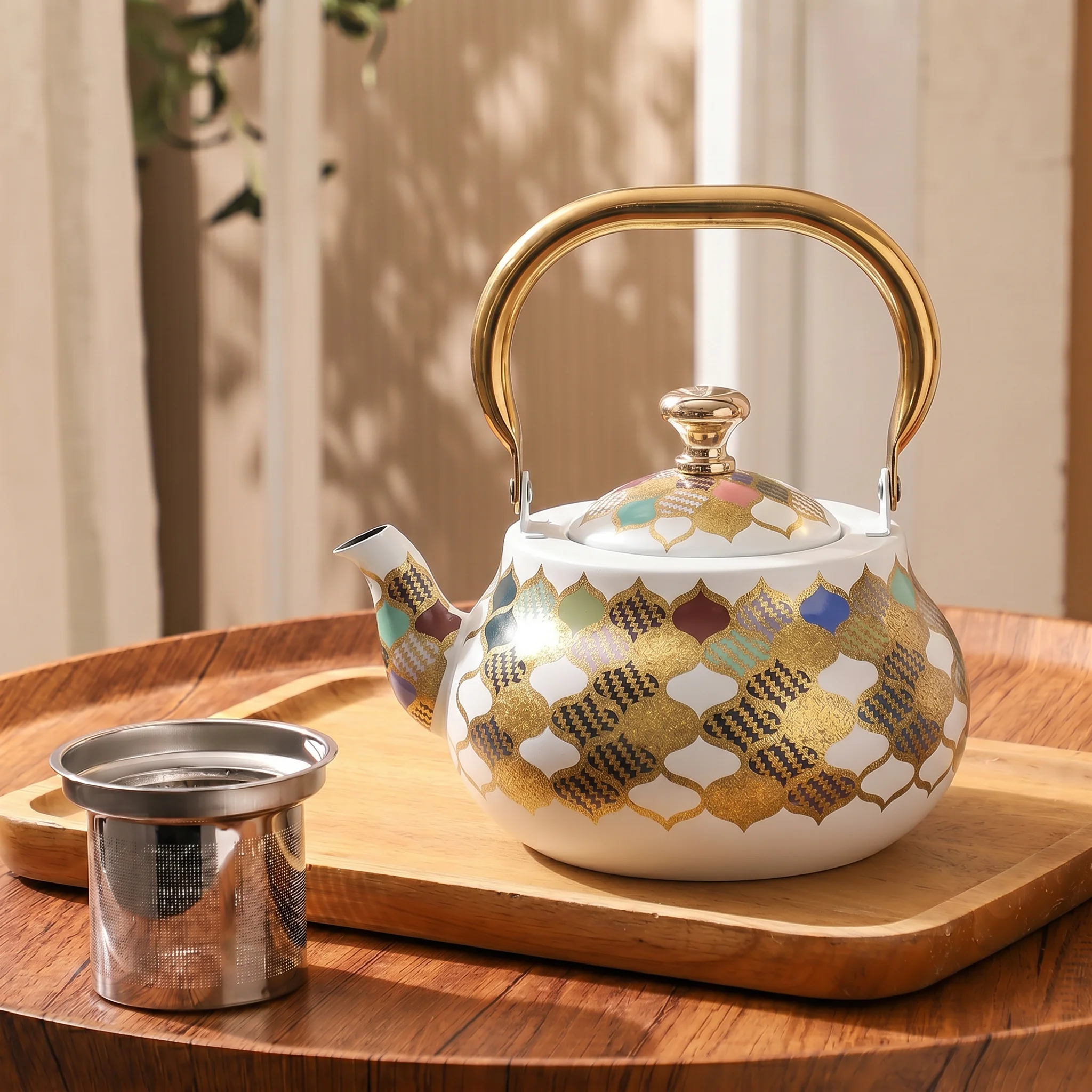 Series 22 Round Tea Kettle — White Moroccan Lantern