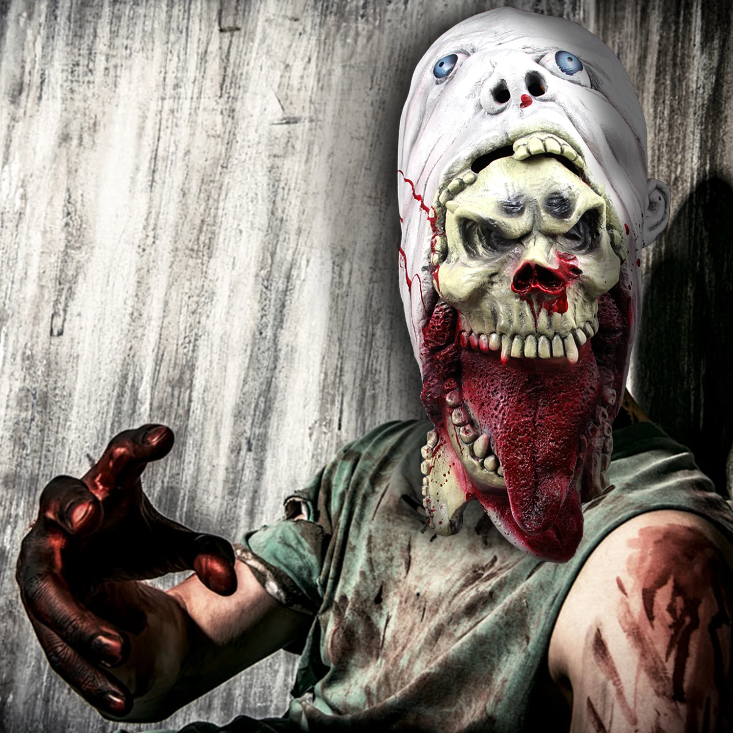 Zombie Mask Cosplay Latex Full Face Horror Adult Halloween Party Walking Dead