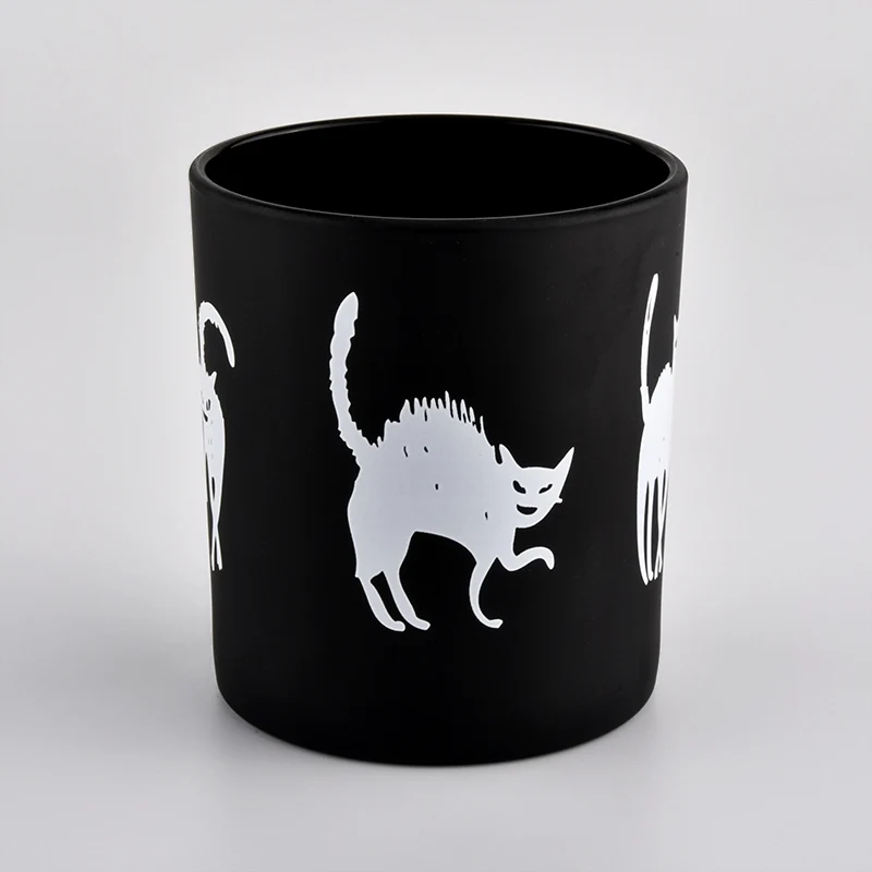 Matte Black Glass Candle Holder