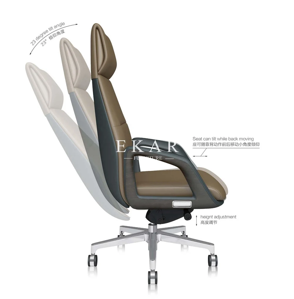 Foshan Modern High Back Executive Chairs Genuine Leather Office Chair manufacture