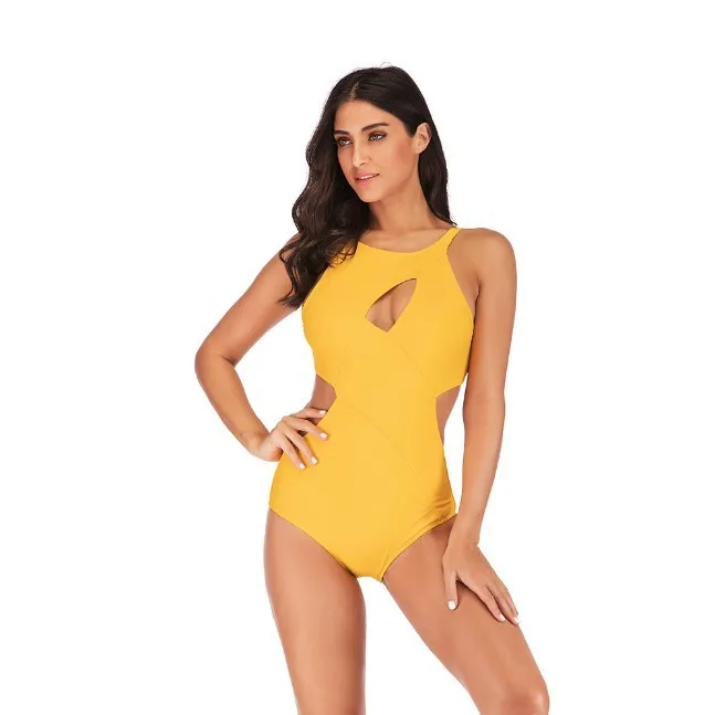 yellow one piece swimsuit plus size