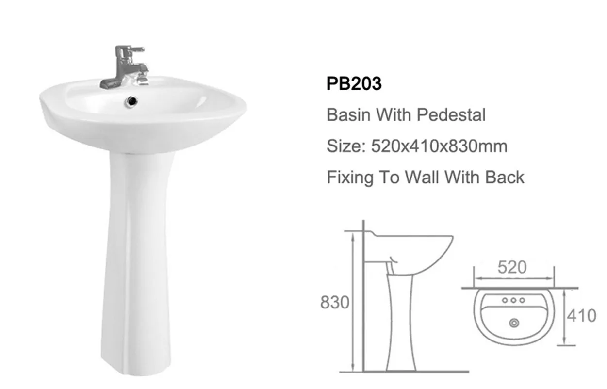 203 Low Price Kitchen Ceramic Basin Bathroom Hand Wash Pedestal Basin From China Manufacturer