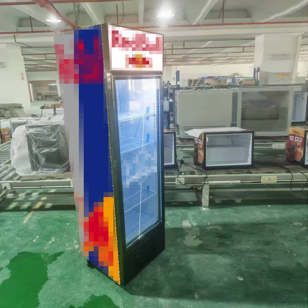 235L Red Bull Slim Fridge - Efficient Beverage Cooler with Glass