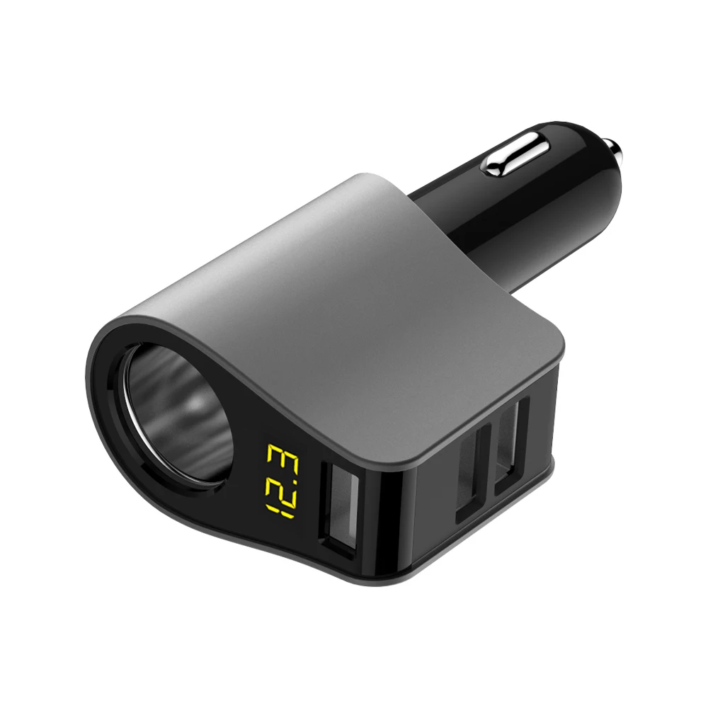 70W Car Charger Adapter 3 Usb Port 5V/4.8A Led Real-Time Display the Voltage of Car Battery Cigarette Lighter car phone charger