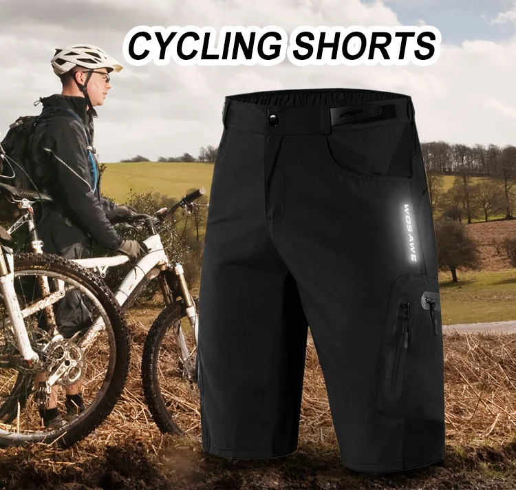 WOSAWE Pantalones Cortos de Bicicleta para Hombres Transpirable Gel 3D Acolchada Sueltos Pantalones Cortos de Ciclismo para MTB Descenso Ciclismo