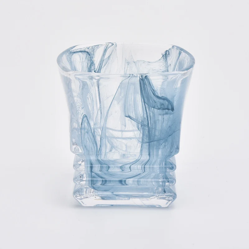 Wholesales 130ml Smoky Blue Glass Candle Holders Votive Candle Jars for Soy Wax Home Decor