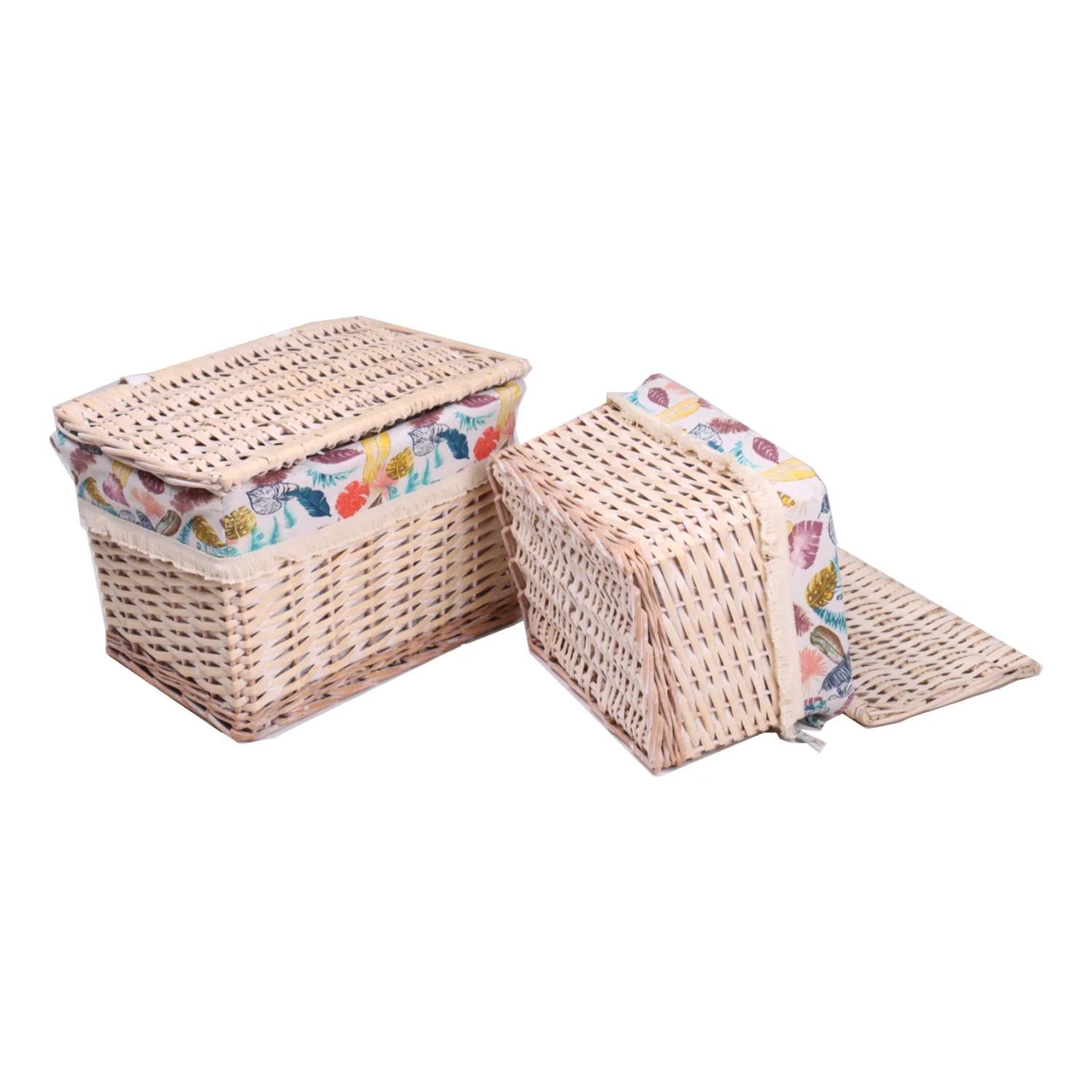 Pretty Small Rectangle Wicker Storage Box With Lids For Home Storage