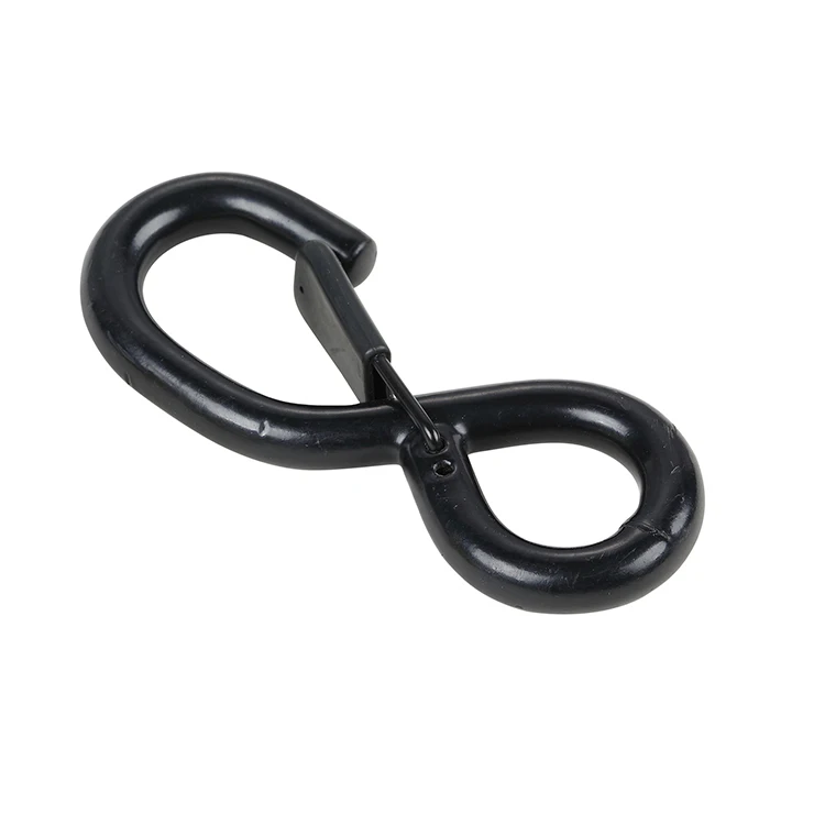 Flat Black Pvc Coated Small Closing Clip S Hooks With Spring For Crafts