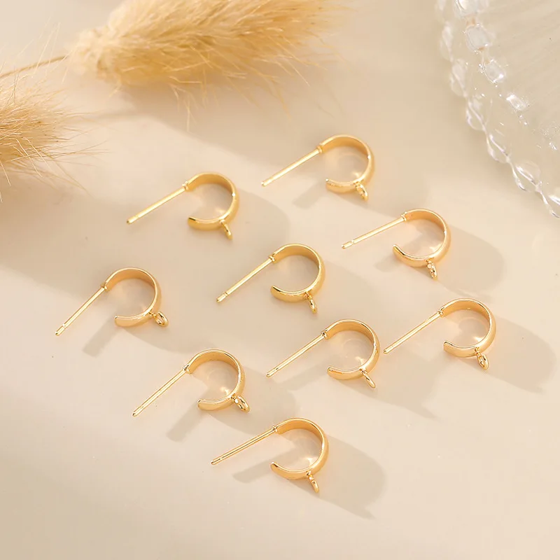 Diy Wholesale Highend Small Cshaped Earrings Glossy Semicircle With