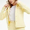 OEM autumn fashion yellow outdoor jeans jackets for ladies