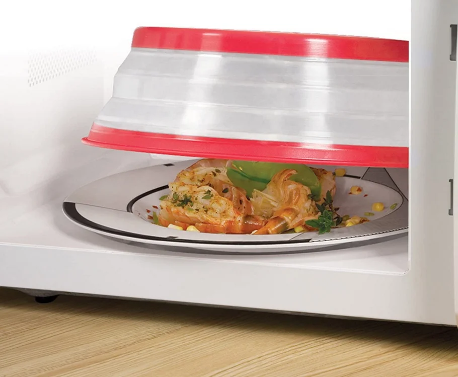 Vented Collapsible Microwave Food Cover With Easy Grip Handledishwasher Safebpa Free Silicone 3822