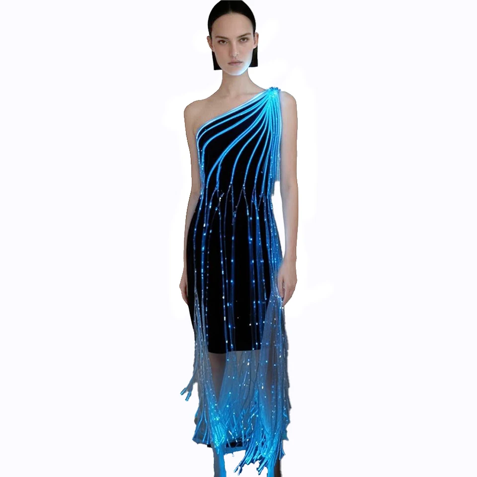 Colorful Glowing Fiber Optic Dress Led Color-changing Remote Control Great Costume For Dance Performance Or Event Ballet Tutu