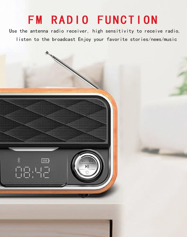 Hand-free TF Card Tabletop Alarm Clock Wireless Bluetooth Speaker With FM Radio - ANKUX.COM