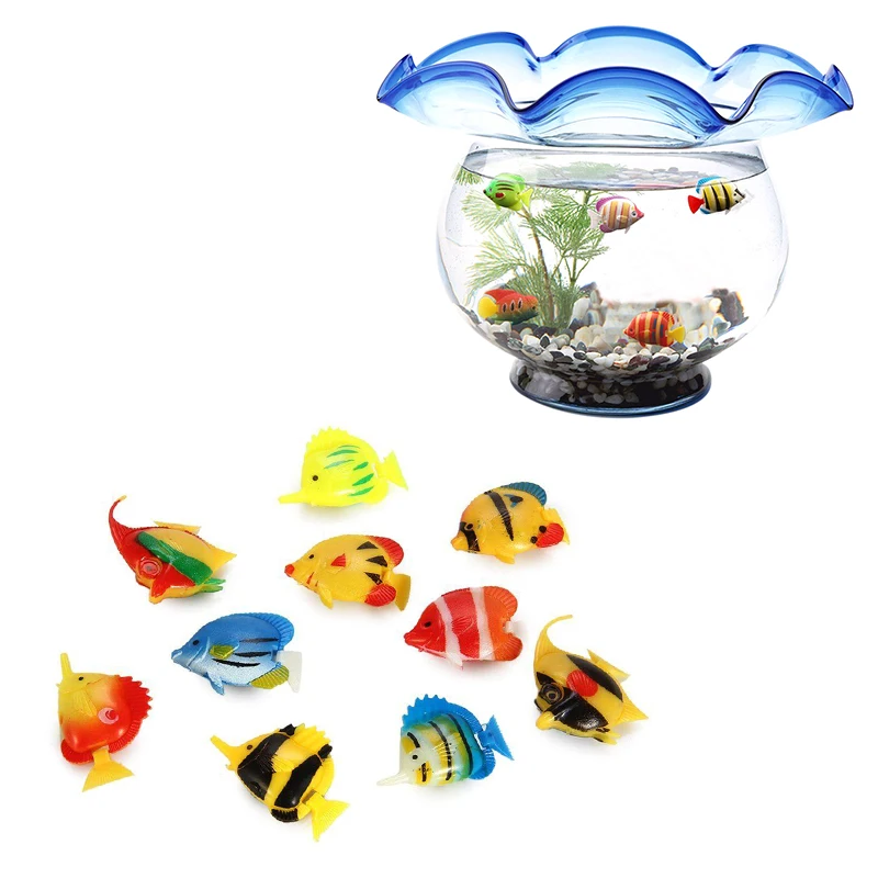 Plastic Artificial Moving Floating Fishes Ornament Decorations Tank