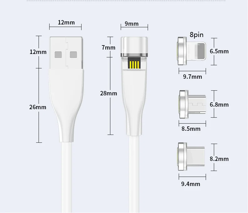 540 Degree Rotating Quick Charging Nylon Braided Rotation Data Cable 3A Fast Charger Type C Micro Rotate Magnetic USB Cable - ANKUX.COM