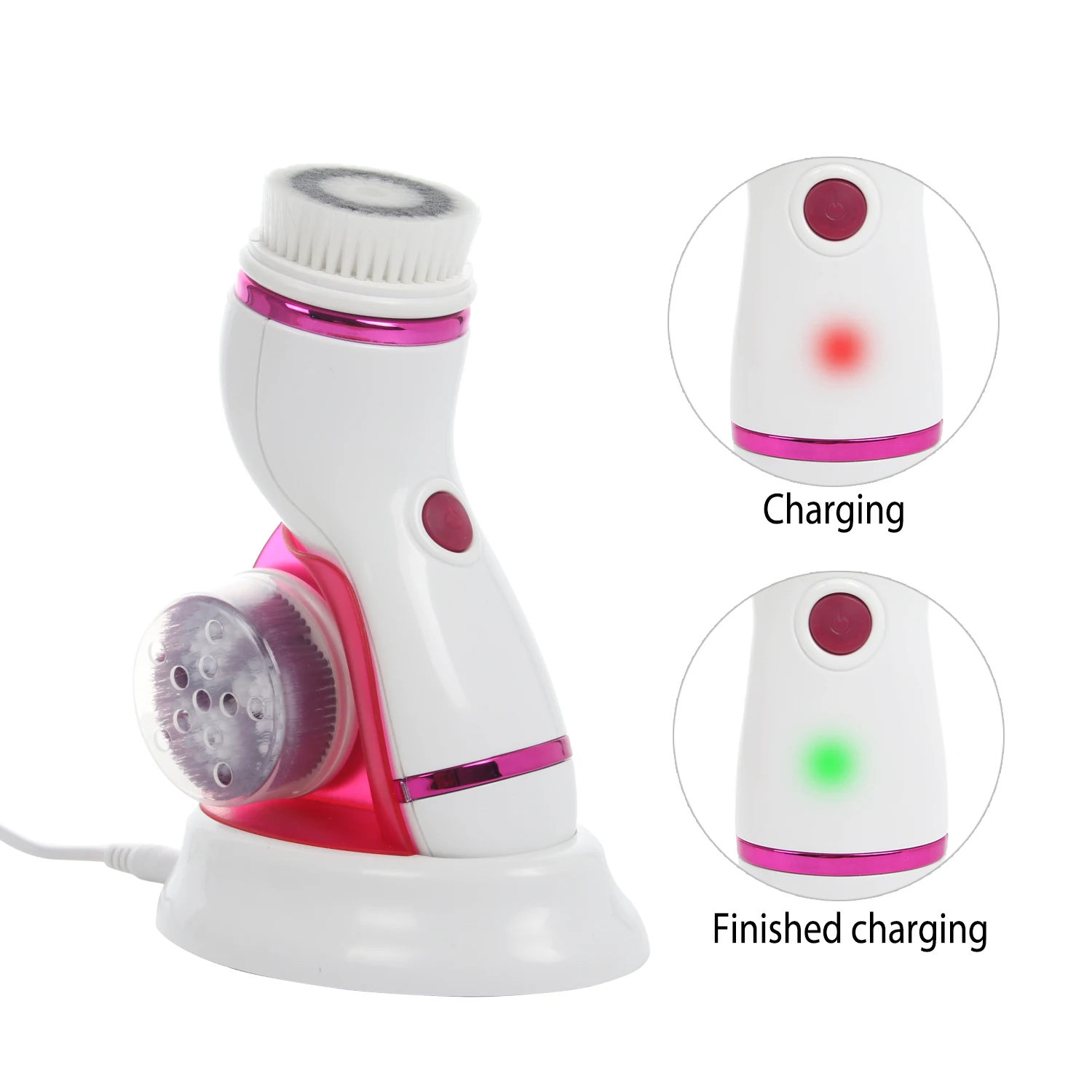 4-1 Rechargeable Facial Cleaning Brush 2019 Amazon Hot Sale Electric Face Scrubber Massage Waterproof Portable Skin Care Tool
