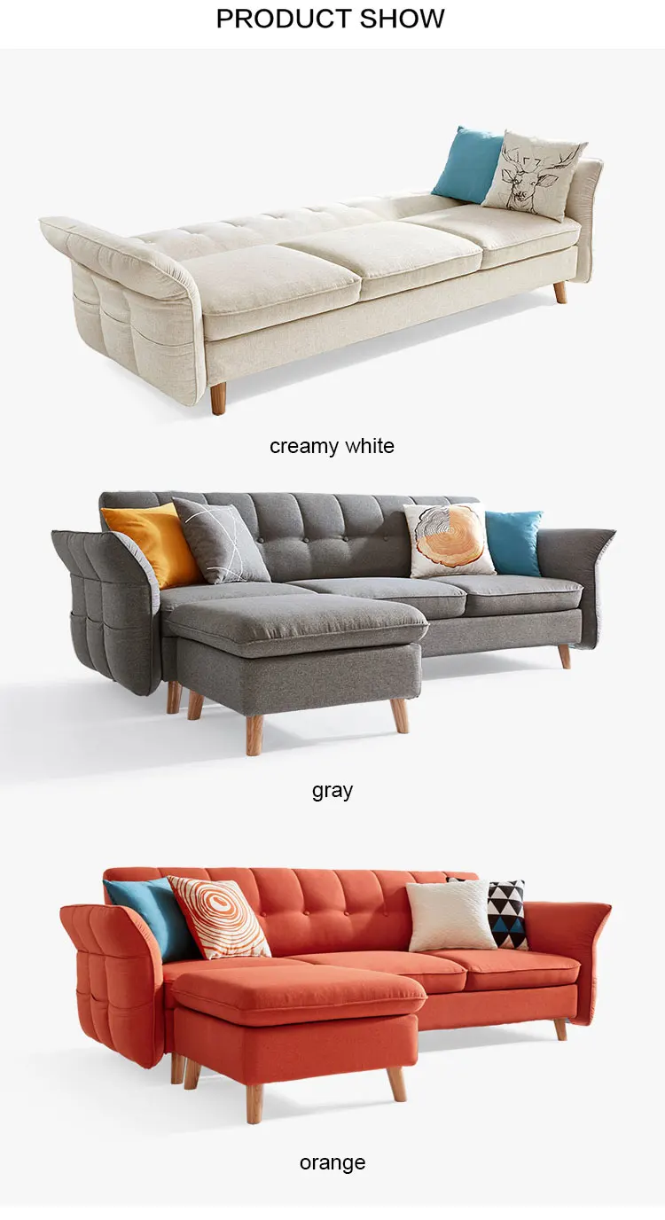 Nordic dual-use three seater fabric sofa for living room furniture