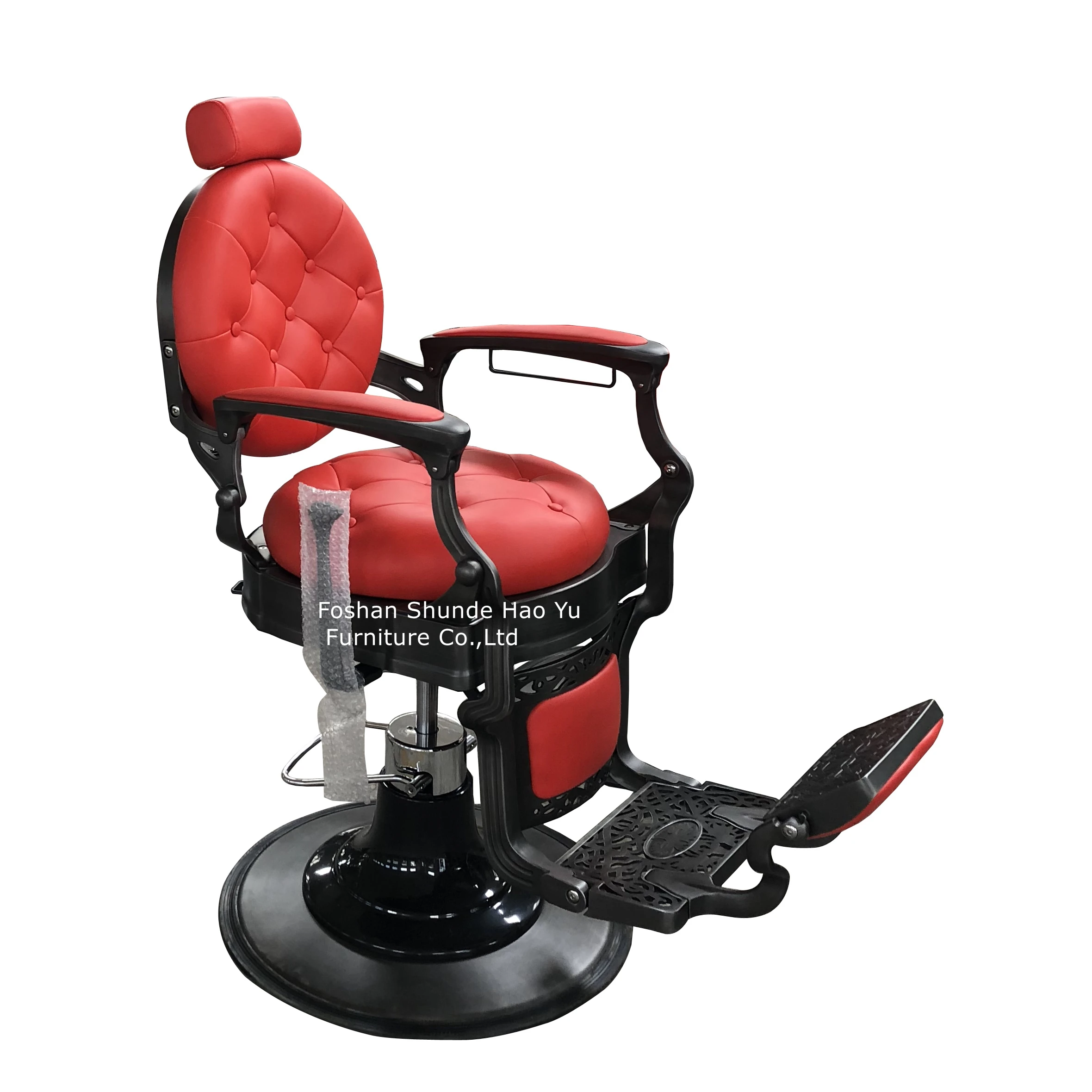 barber chair red and black