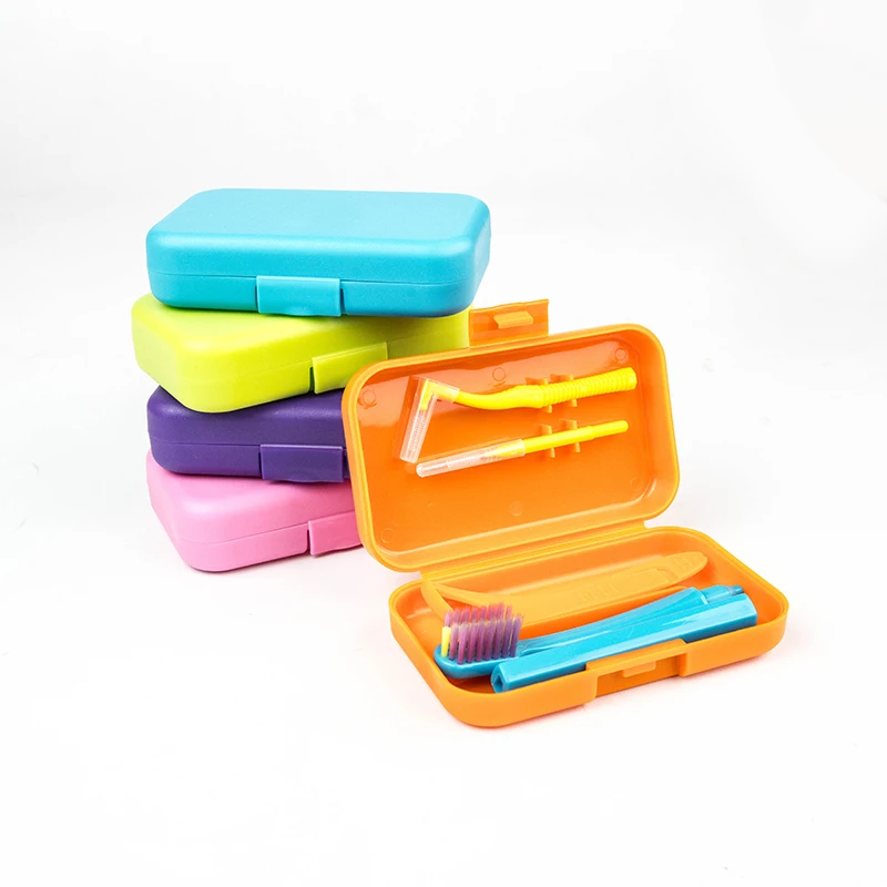 Portable Home Dental Care Kit Orthodontic Interdental Travel Foldable Brush Storage Box Manual Plastic Ortho Gum Cleaning factory