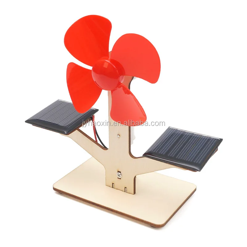 CW_ Wooden Solar Fan Model Kids DIY Assembly Handmade Scientific Physics Toy Mys 