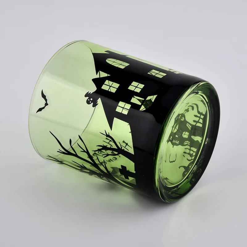 8oz colorful glass candle jars for Hallowmas