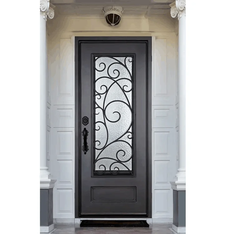 Modern Exterior Metal Double Door Design Luxury French Black Wrought