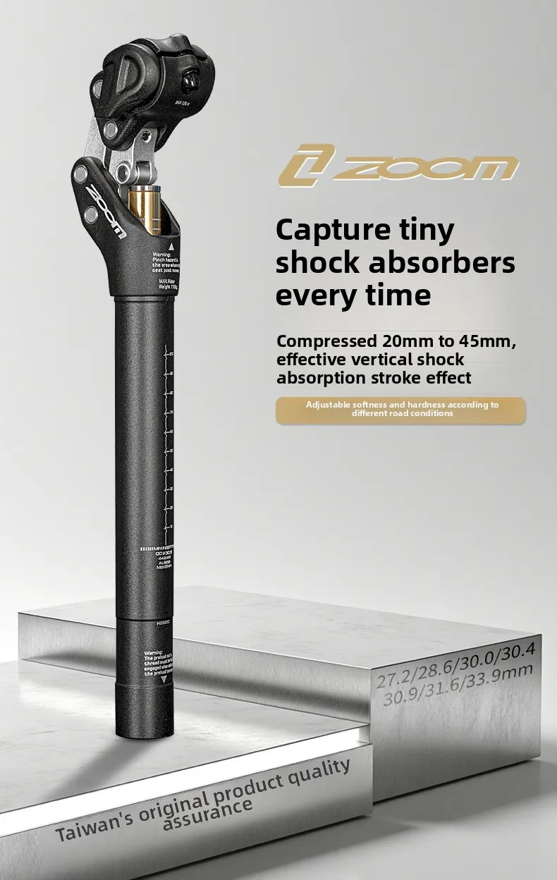 Zoom SP-442 Four-Link Shock Absorber Bicycle Seat Post 30.9-31.6mm Diameter Alloy Material Soft Hard Adjustment Precise